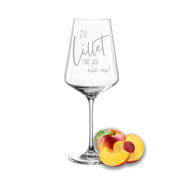 Weinglas mit Gravur Leonardo Puccini "ZU LILLET SAG ICH NIE NO!"