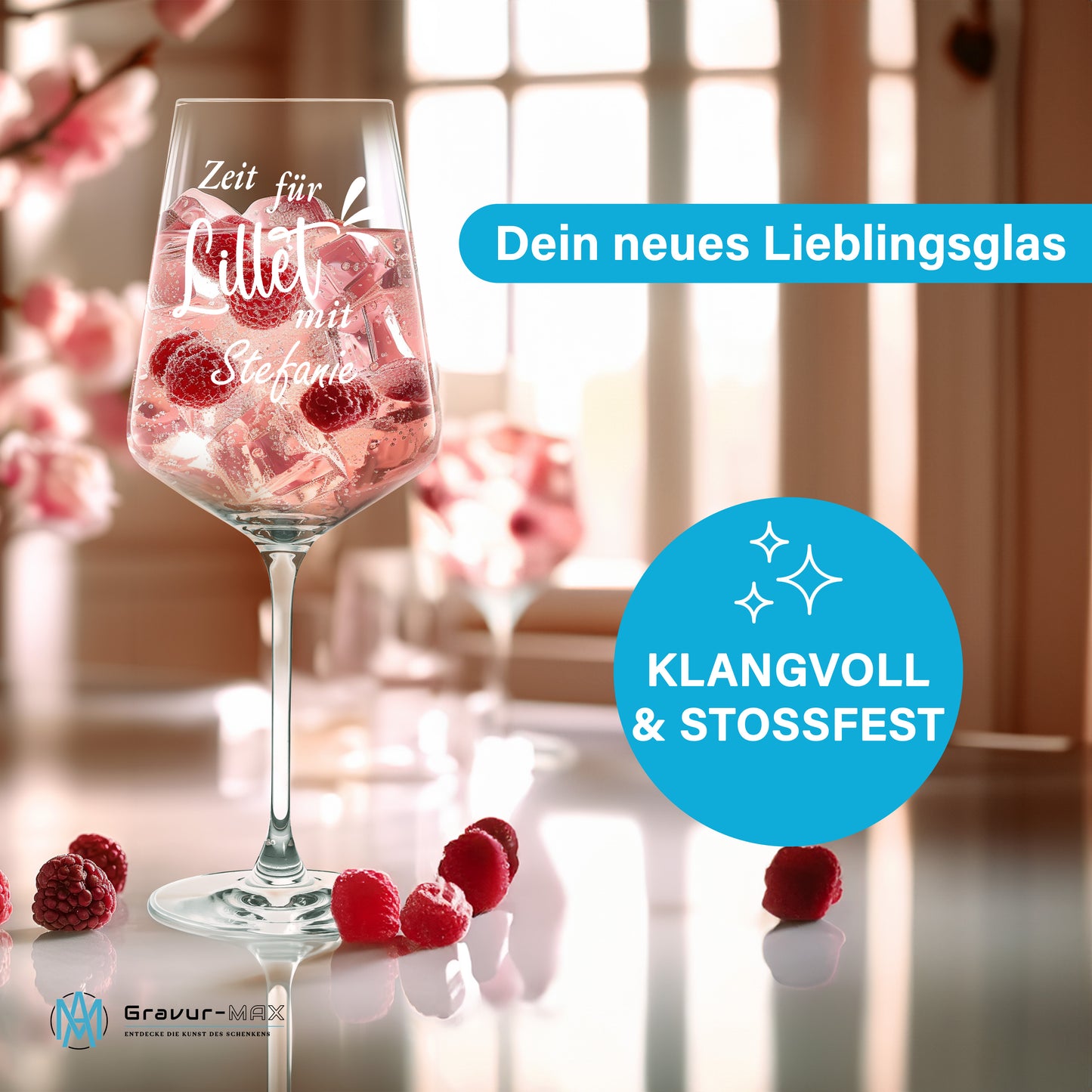 Weinglas mit Gravur Leonardo Puccini "ZEIT FÜR LILLET MIT..." 2 Gläser mit Wunschname