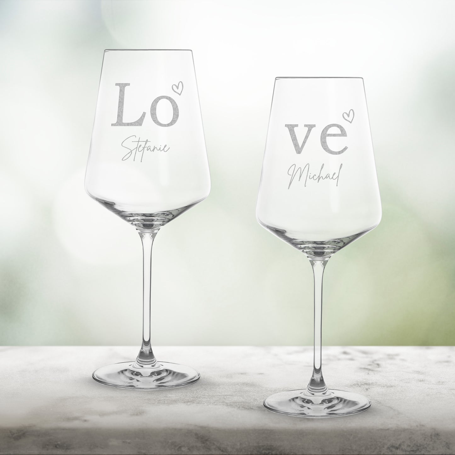 Weinglas mit Gravur Leonardo Puccini "LOVE" 2 Gläser mit Wunschname