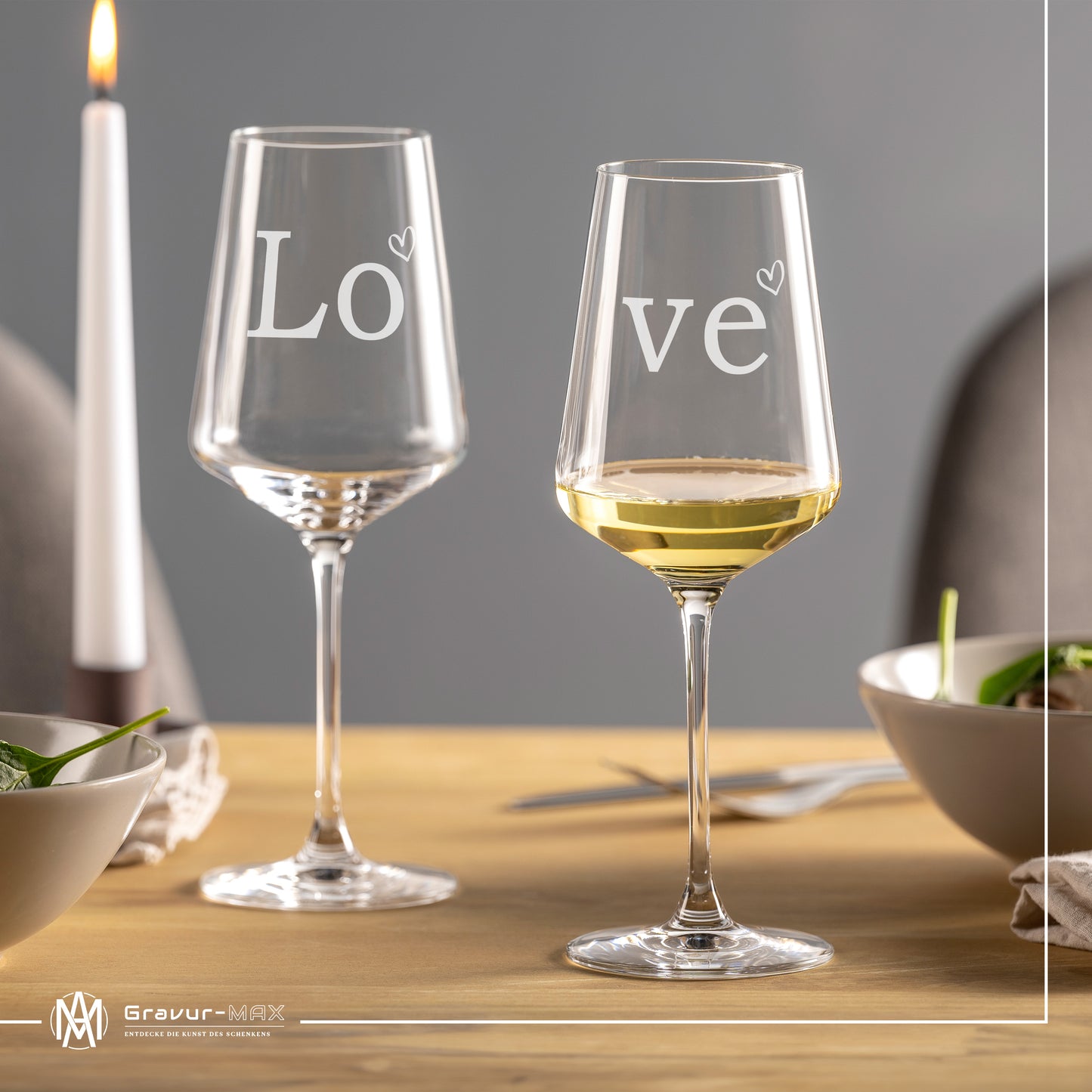 Weinglas mit Gravur Leonardo Puccini "LOVE" 2 Gläser
