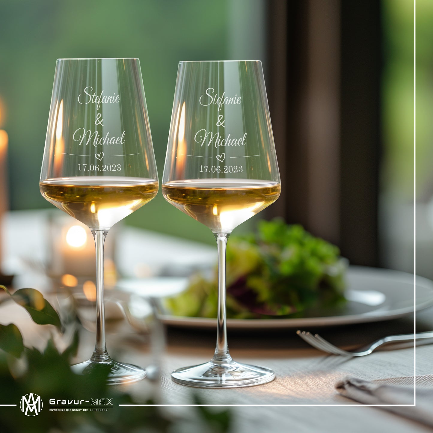 Weinglas mit Gravur Leonardo Puccini "LIEBESGLAS" 2 Gläser mit Wunschname & Datum