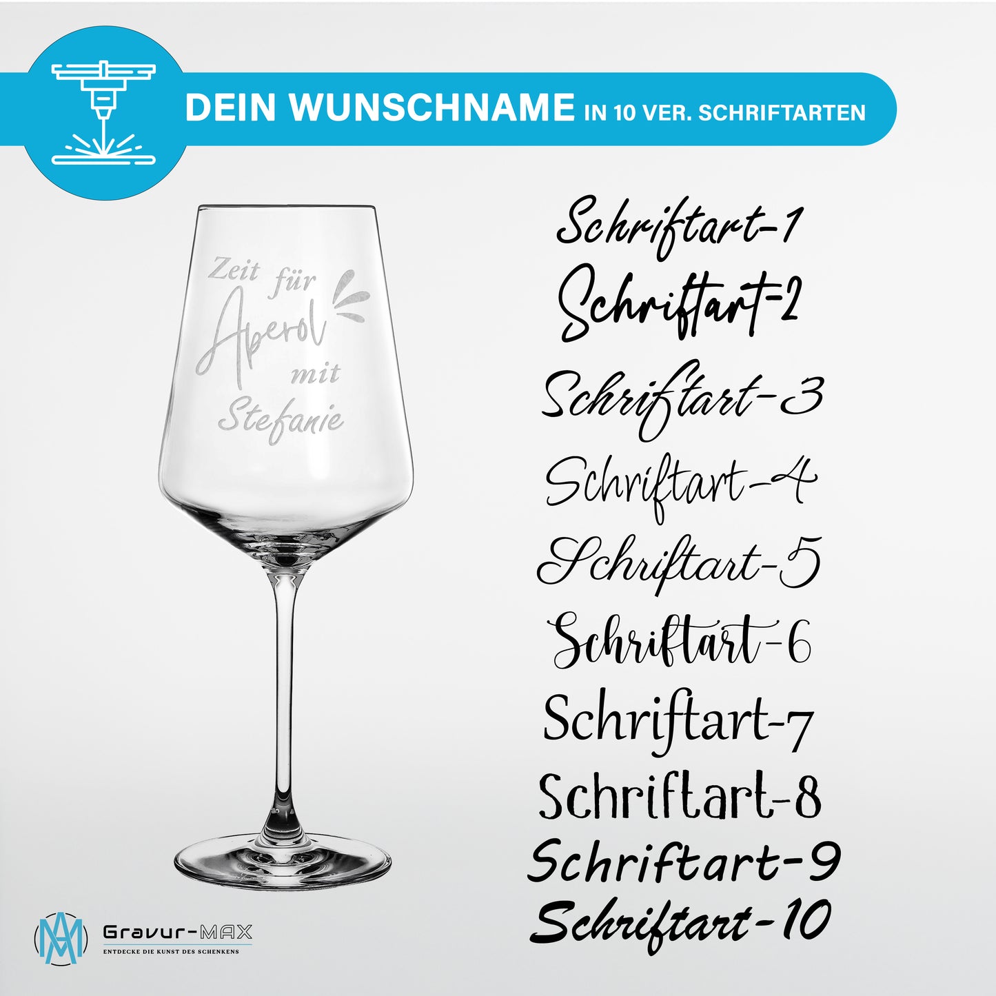 Weinglas mit Gravur Leonardo Puccini "ZEIT FÜR APEROL MIT..." 2 Gläser mit Wunschname