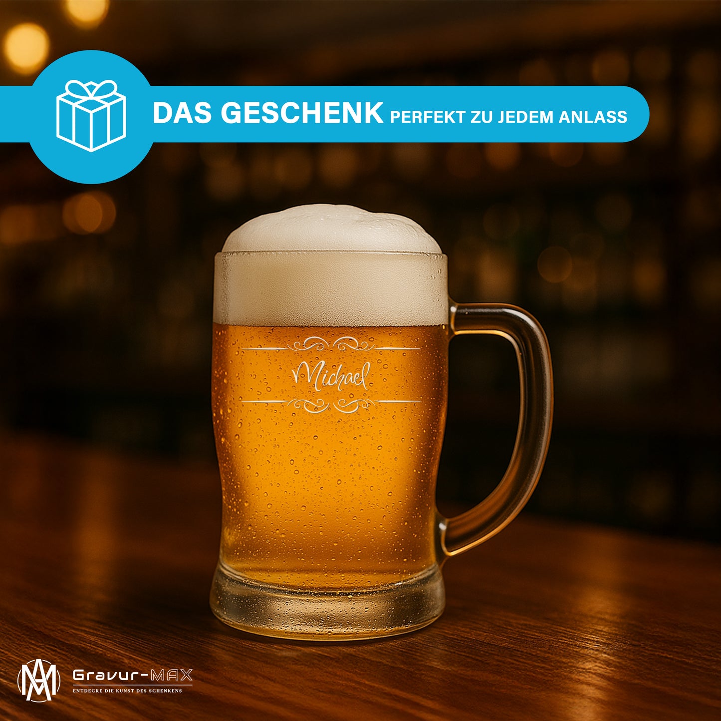Bierkrug 0,5L mit Gravur Leonardo Taverna Bierglas "doppel Ranke" mit Wunschname