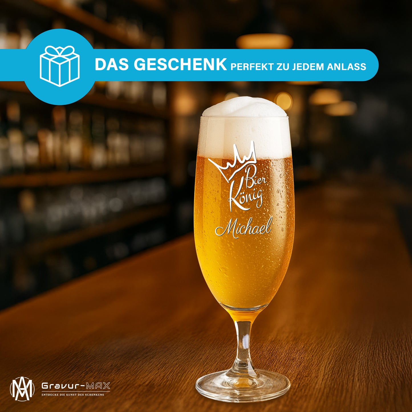 Bierglas mit Gravur Leonardo Daily Pilsglas "Bier König" mit Wunschname
