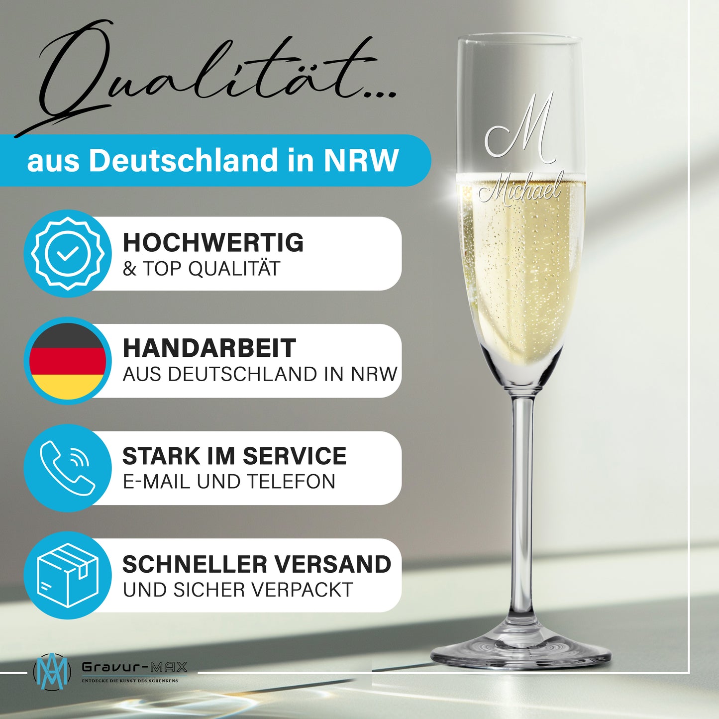 Sektglas mit Gravur Leonardo Daily "NAMENSGLAS MIT INITIALEN" mit Wunschname