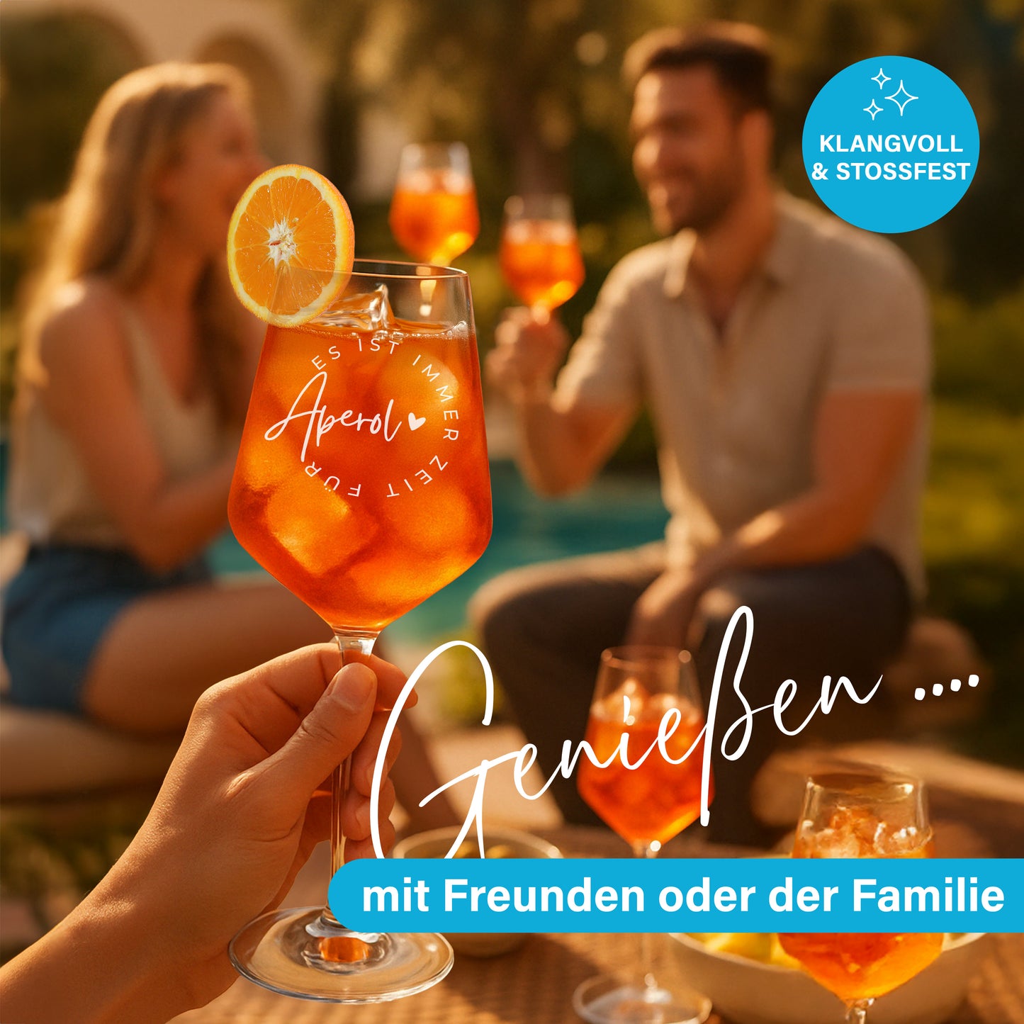 Weinglas mit Gravur Leonardo Puccini "ES IST IMMER ZEIT FÜR APEROL"