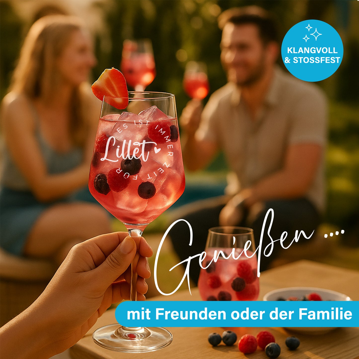 Weinglas mit Gravur Leonardo Puccini "ES IST IMMER ZEIT FÜR LILLET" 2 Gläser