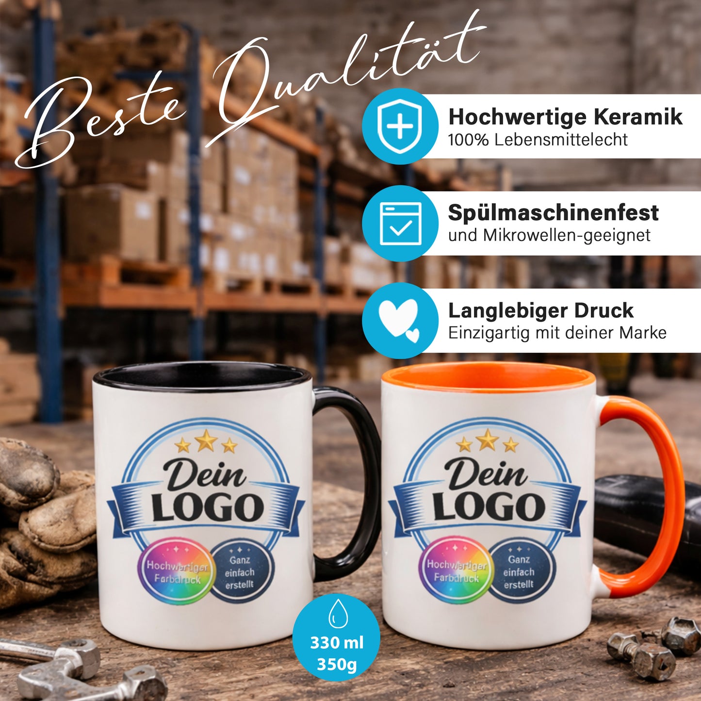 Individuelle Logo-Tasse für Unternehmen – Bedruckte Firmen-Tasse mit eigenem Logo | Hochwertiger Druck