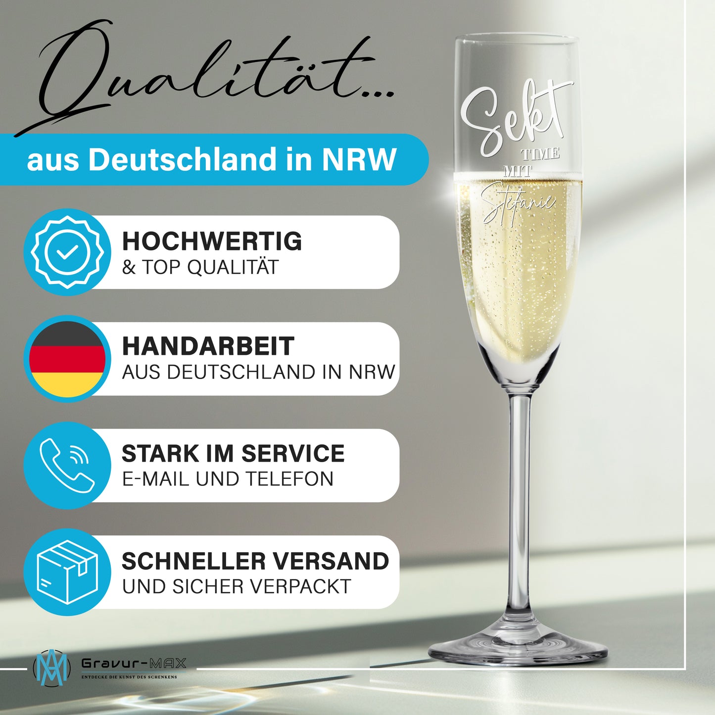 Sektglas mit Gravur Leonardo Daily "SEKT TIME MIT NAME" mit Wunschname