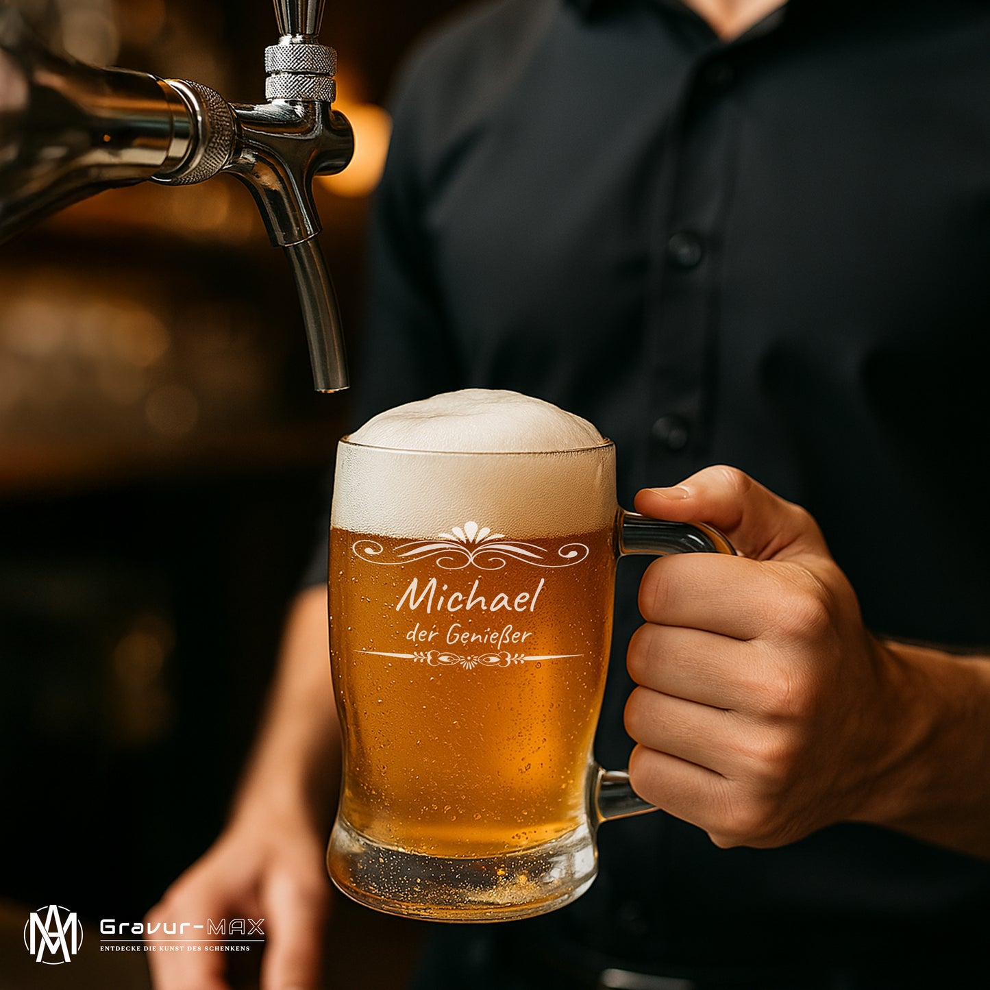 Bierkrug 0,5L mit Gravur Leonardo Taverna Bierglas gestalte dein Glas "Ranke" 2 Gläser mit Wunschname