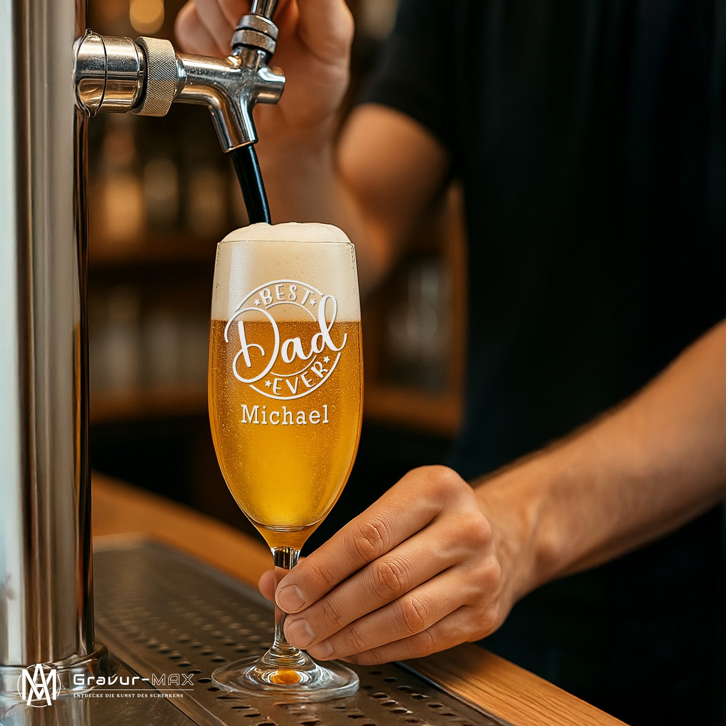 Bierglas mit Gravur Leonardo Daily Pilsglas "Best Dad ever" mit Wunschname