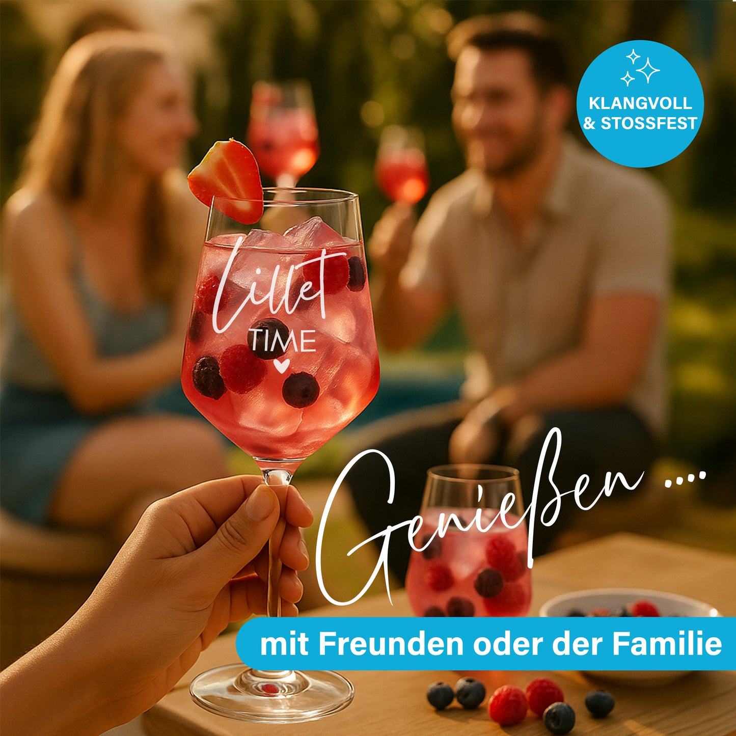 Weinglas mit Gravur Leonardo Puccini "LILLET TIME" 2 Gläser