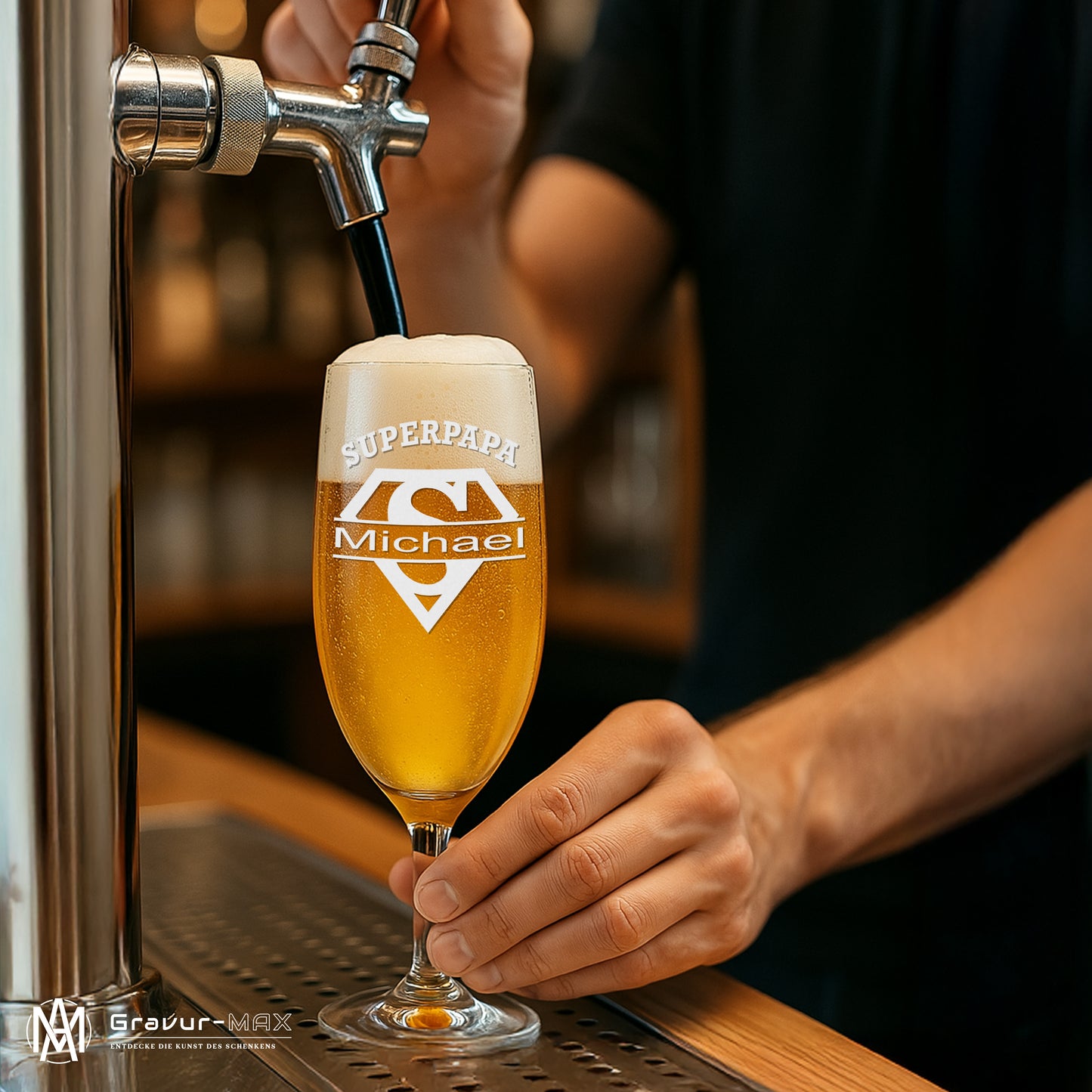 Bierglas mit Gravur Leonardo Daily Pilsglas "Superpapa" mit Wunschname