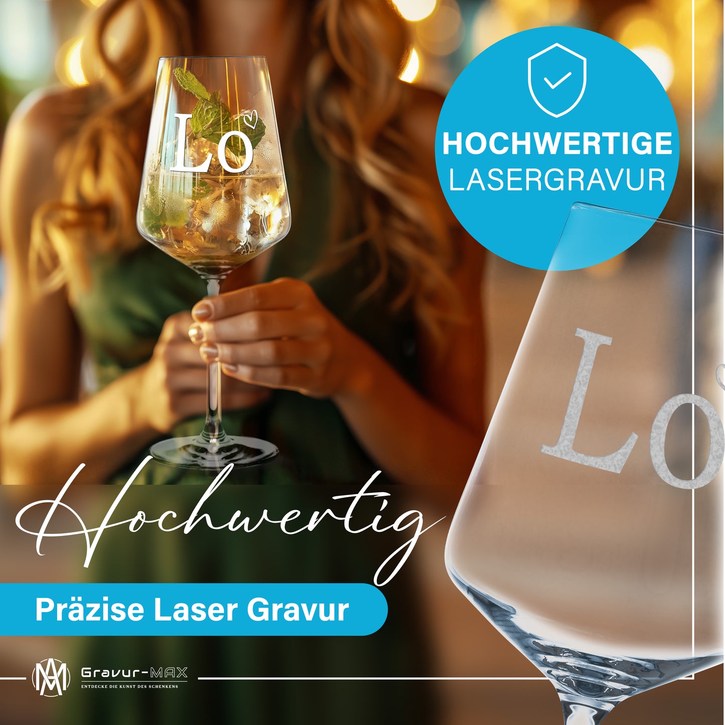 Weinglas mit Gravur Leonardo Puccini "LOVE" 2 Gläser