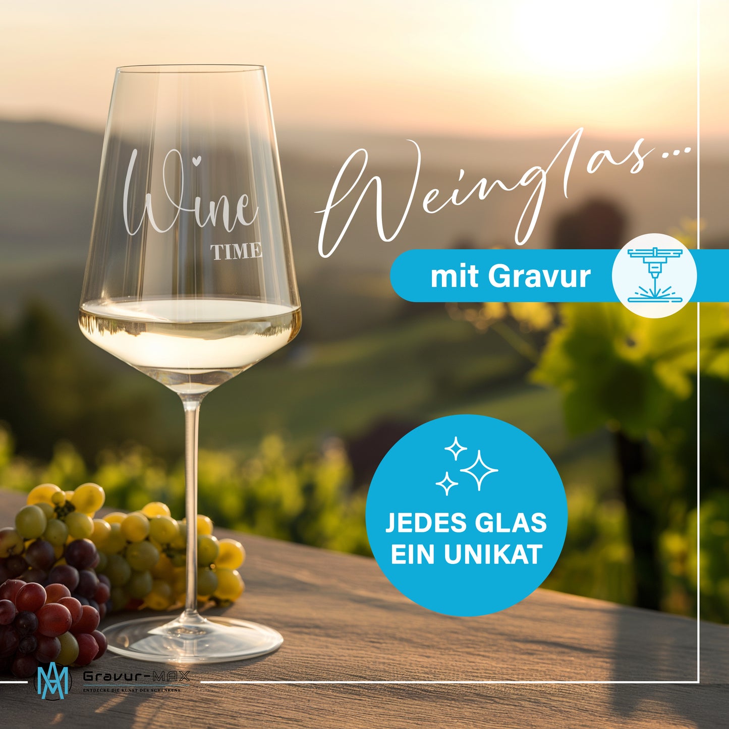 Weinglas mit Gravur Leonardo Puccini "WINE TIME"