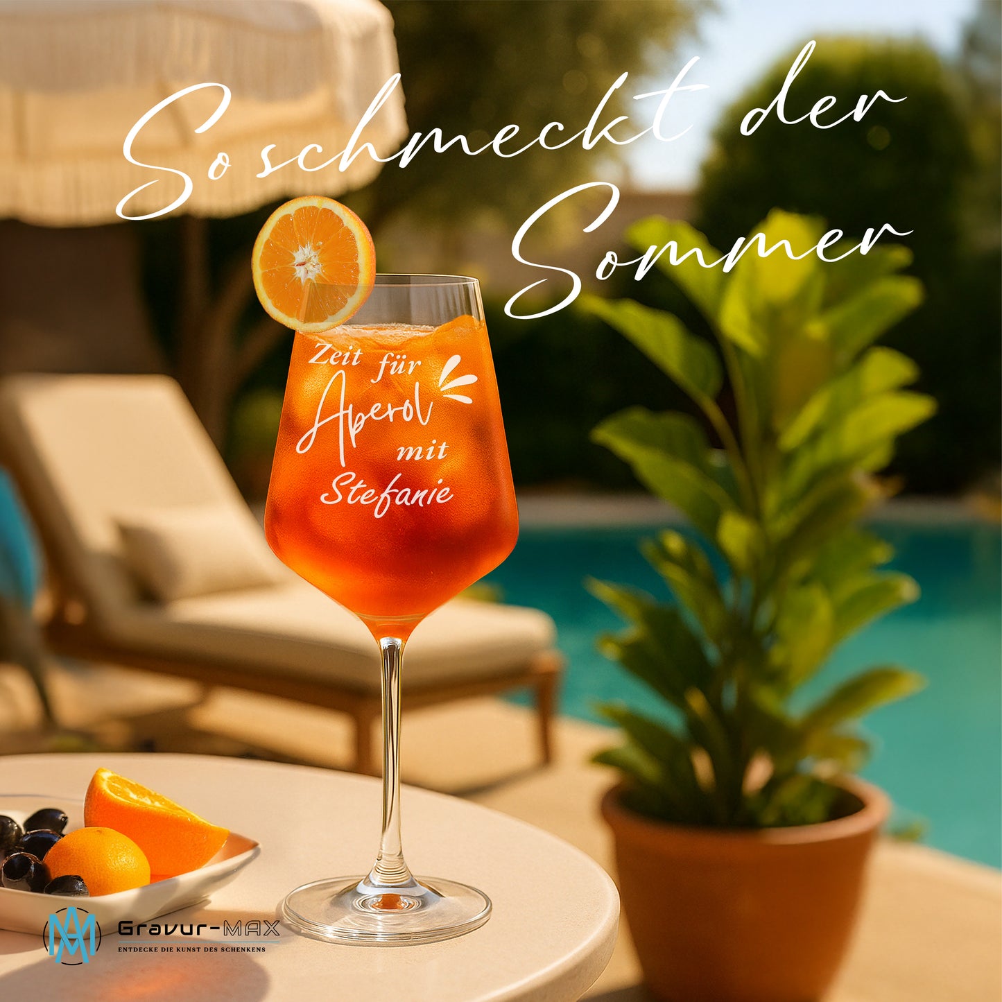Weinglas mit Gravur Leonardo Puccini "ZEIT FÜR APEROL MIT..." mit Wunschname
