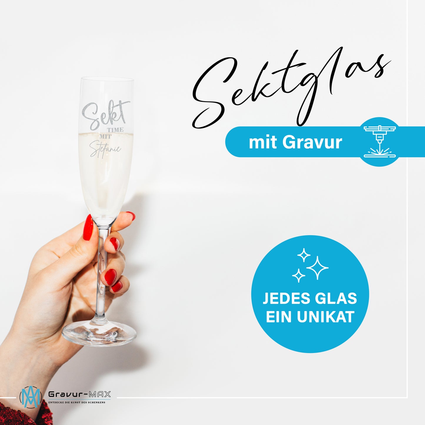 Sektglas mit Gravur Leonardo Daily "SEKT TIME MIT NAME" mit Wunschname