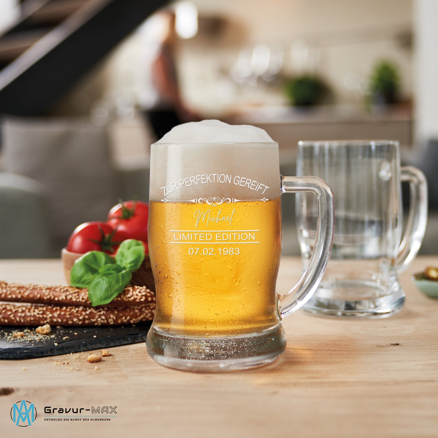 Bierkrug 0,5L mit Gravur Leonardo Taverna Bierglas "Zur Perfektion gereift limited Edition" 2 Gläser mit Wunschname