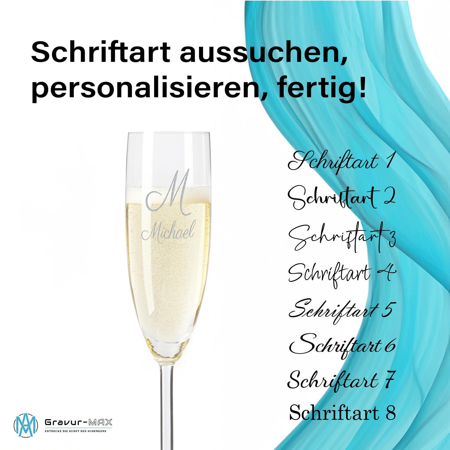 Sektglas mit Gravur Leonardo Daily "NAMENSGLAS MIT INITIALEN" mit Wunschname