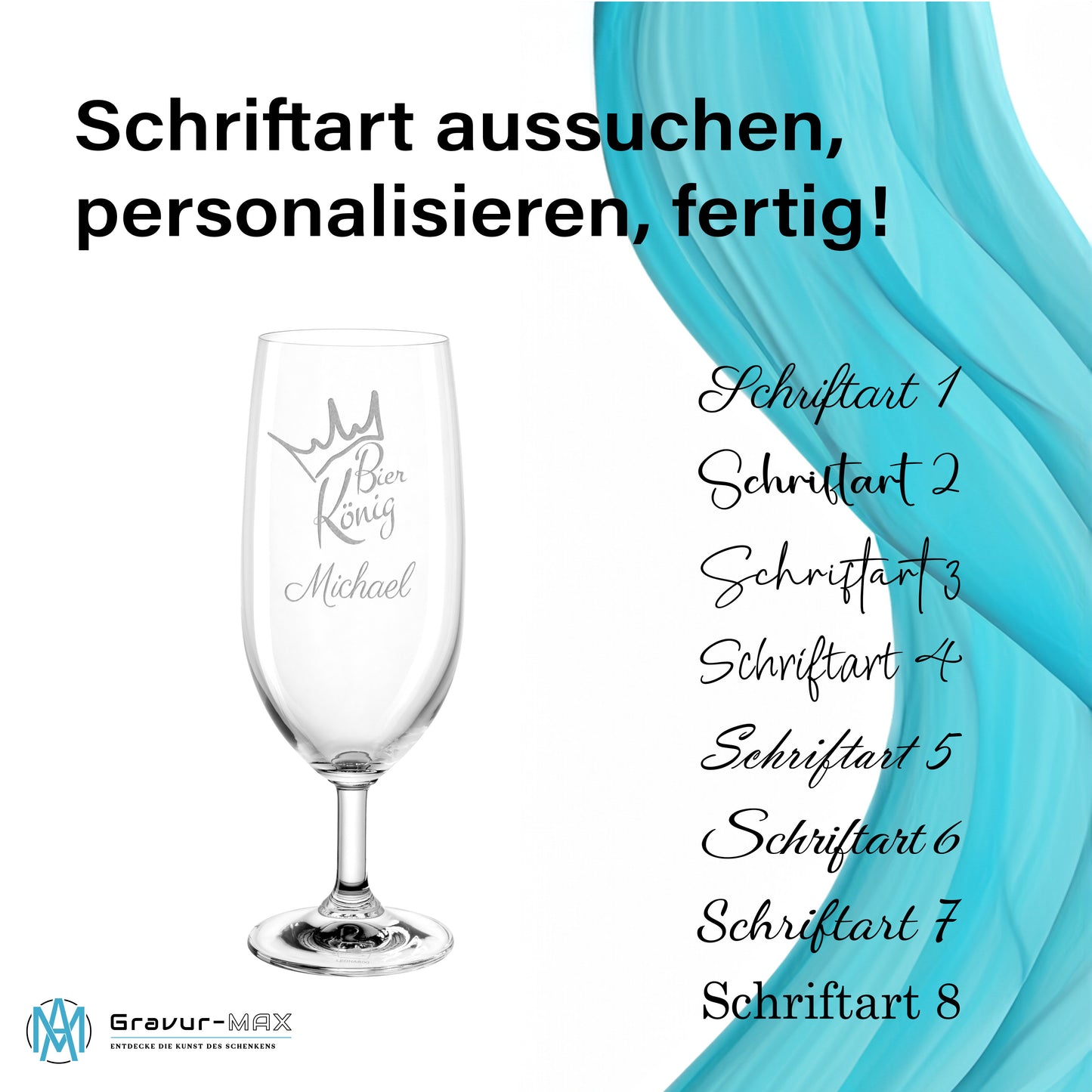 Bierglas mit Gravur Leonardo Daily Pilsglas "Bier König" mit Wunschname
