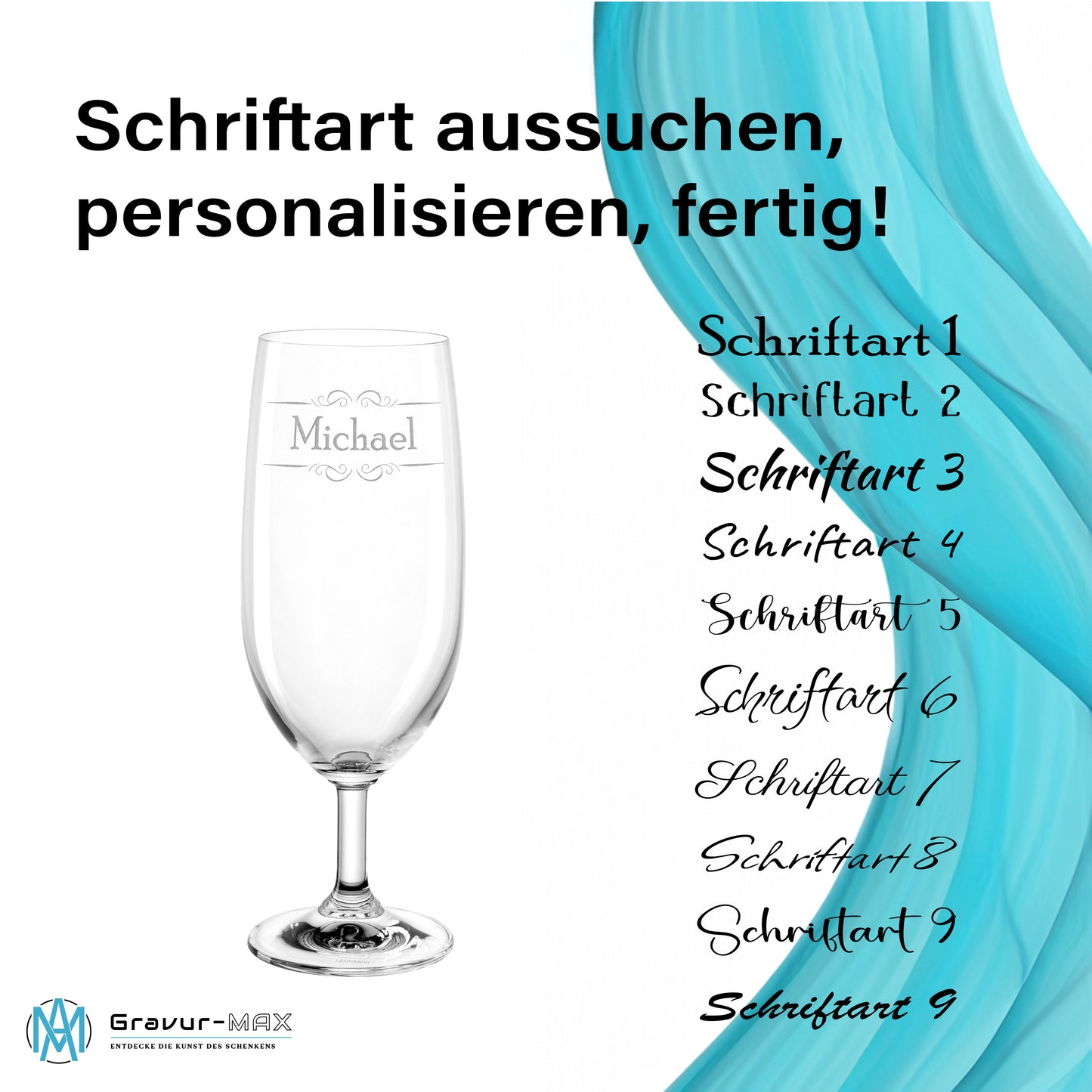 Bierglas mit Gravur Leonardo Daily Pilsglas "doppel Ranke" mit Wunschname