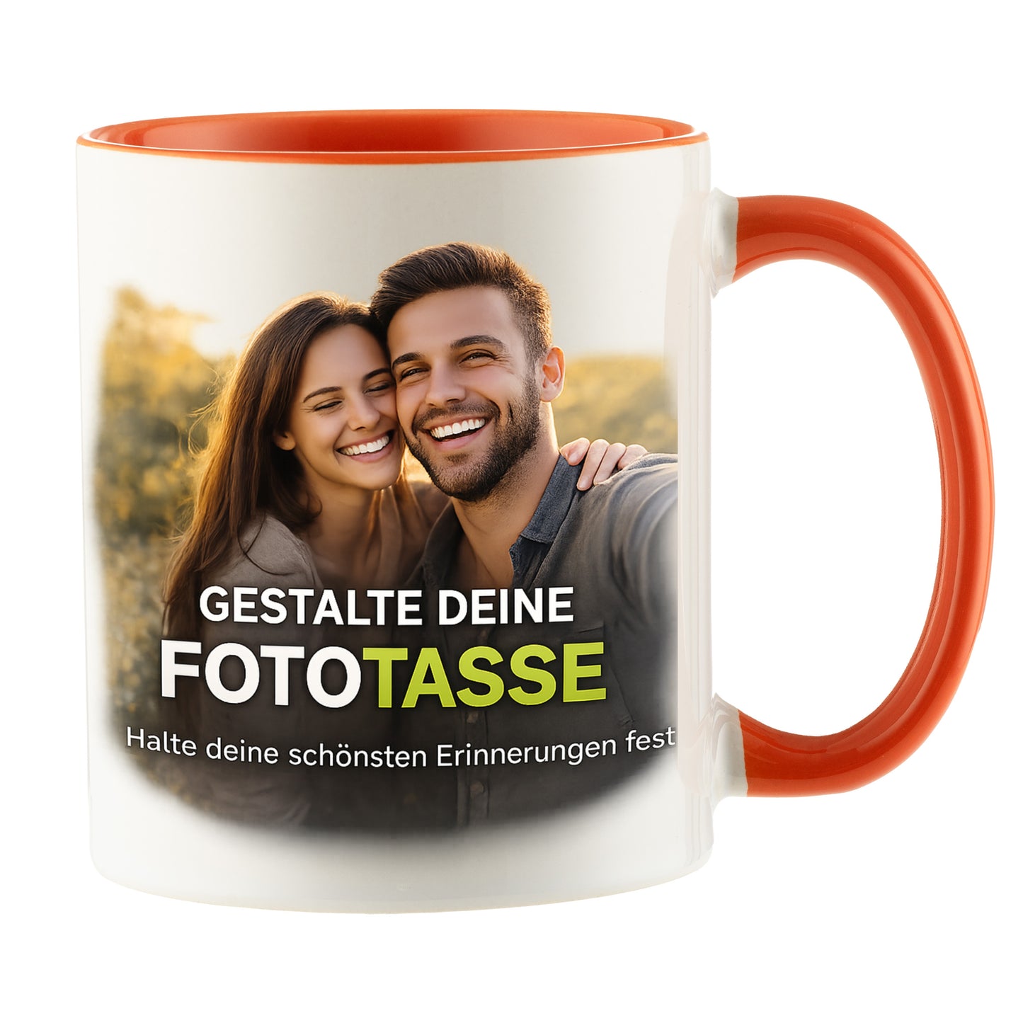 Personalisierte Fototasse selbst gestalten – in 13 ver. Farben mit eigenem Bild & Text | 3D Vorschau (330 ml)