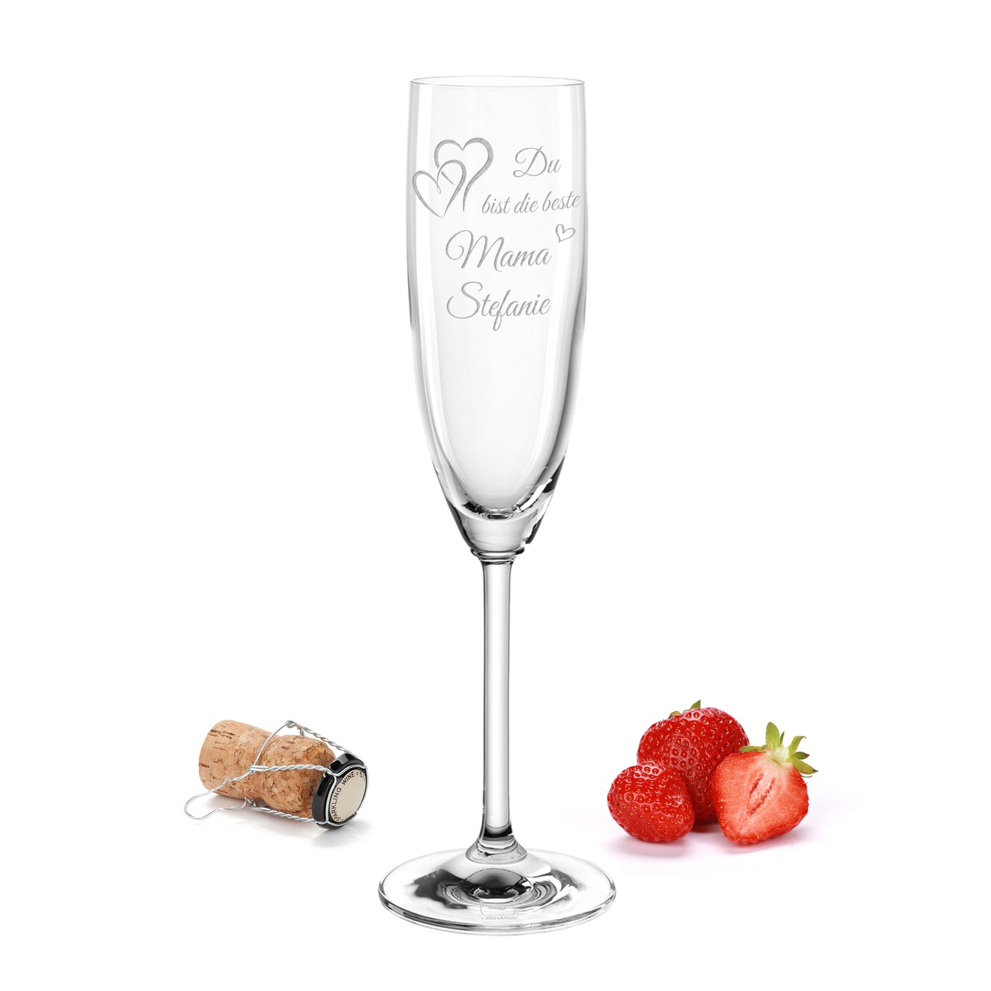 Sektglas mit Gravur Leonardo Daily "DU BIST DIE BESTE MAMA HERZEN" mit Wunschname