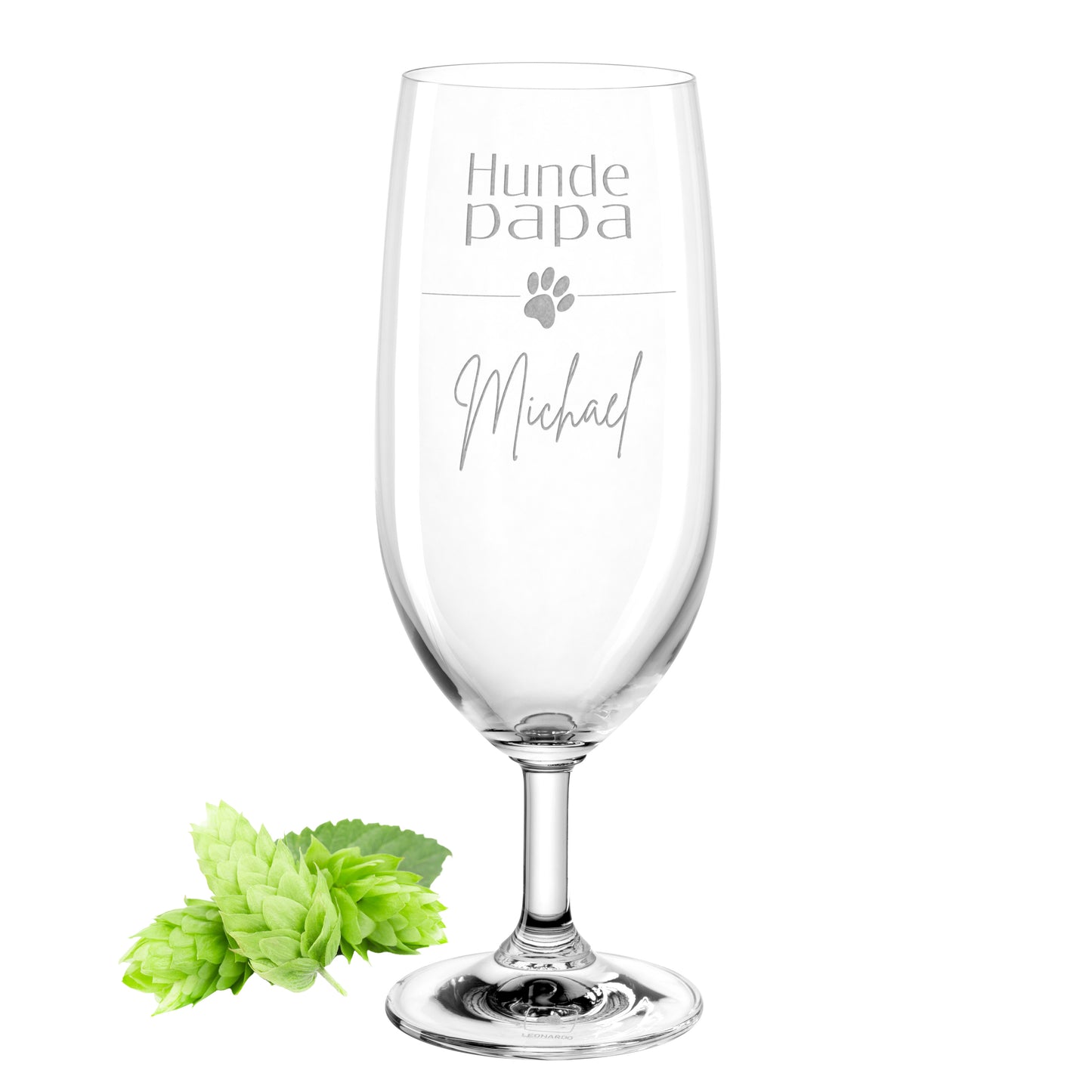 Bierglas mit Gravur Leonardo Daily Pilsglas "Hunde Papa mit Pfote" mit Wunschname