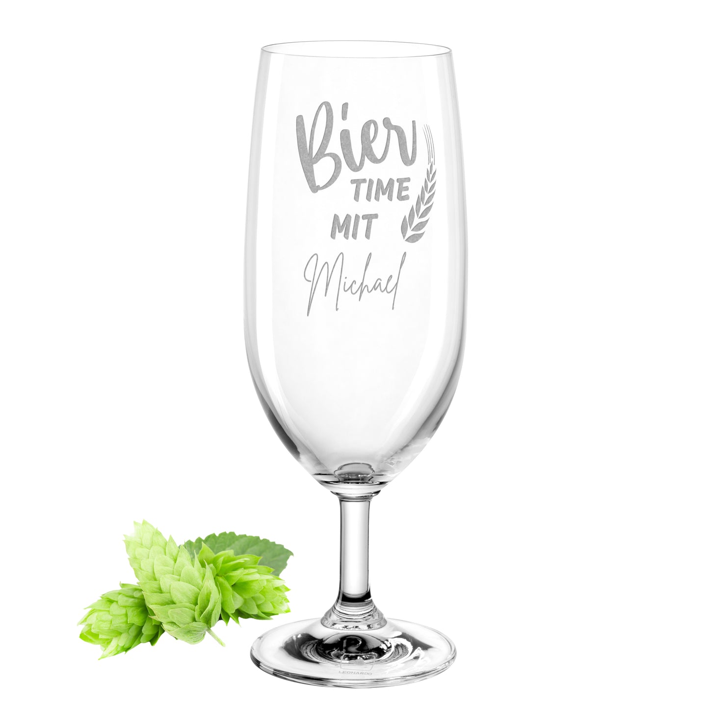 Bierglas mit Gravur Leonardo Daily Pilsglas "Bier time mit" mit Wunschname