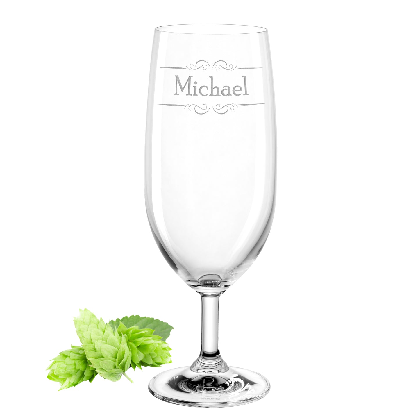 Bierglas mit Gravur Leonardo Daily Pilsglas "doppel Ranke" mit Wunschname
