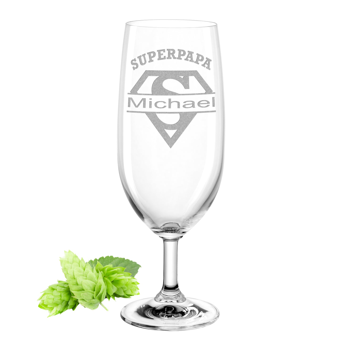Bierglas mit Gravur Leonardo Daily Pilsglas "Superpapa" mit Wunschname