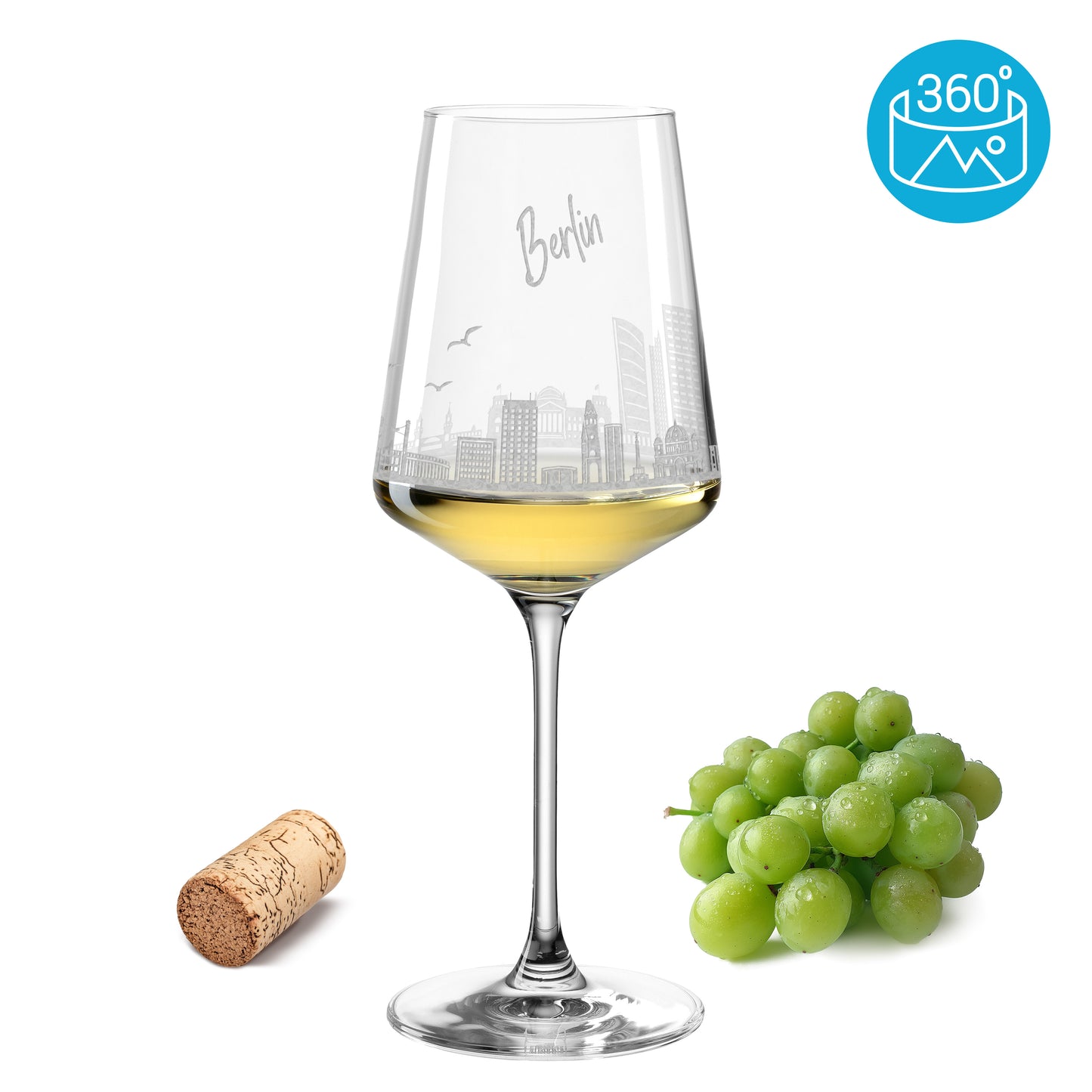 Weinglas mit Gravur Leonardo Puccini "SKYLINE BERLIN" optional mit Wunschname