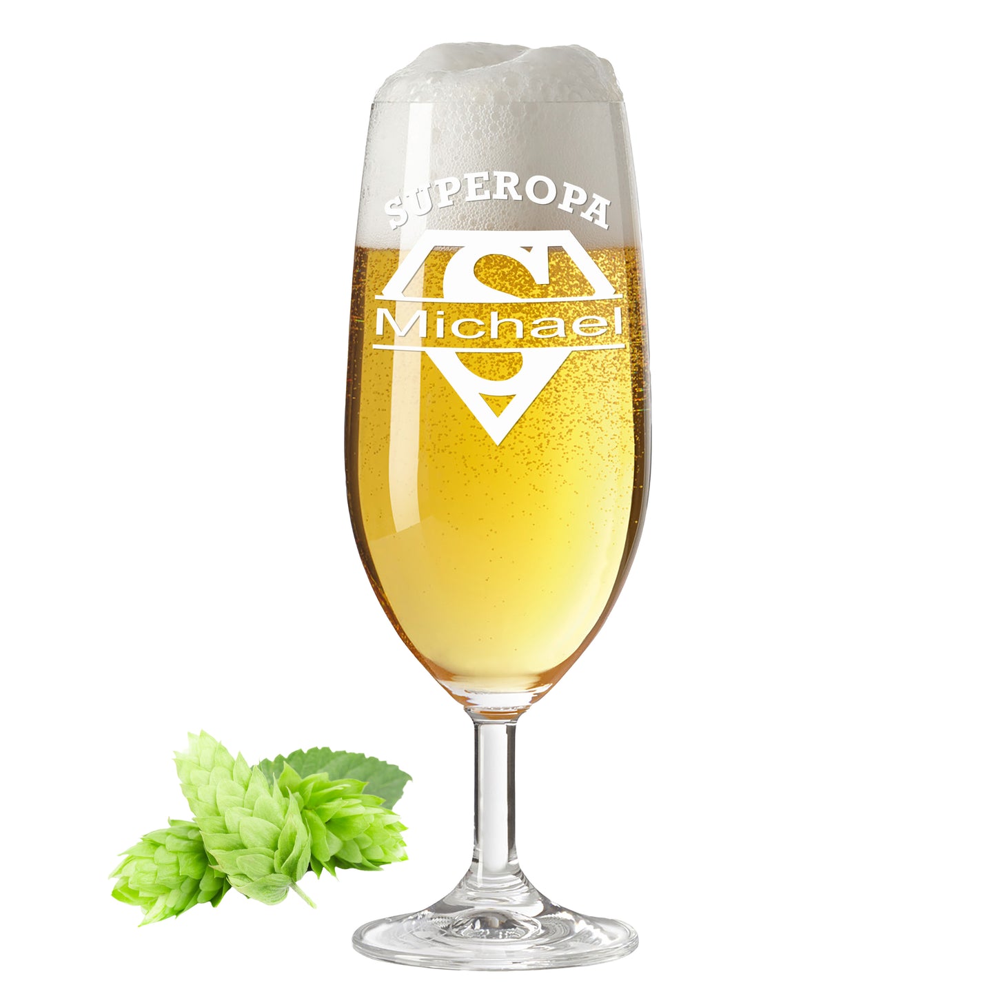 Bierglas mit Gravur Leonardo Daily Pilsglas "Superopa" mit Wunschname