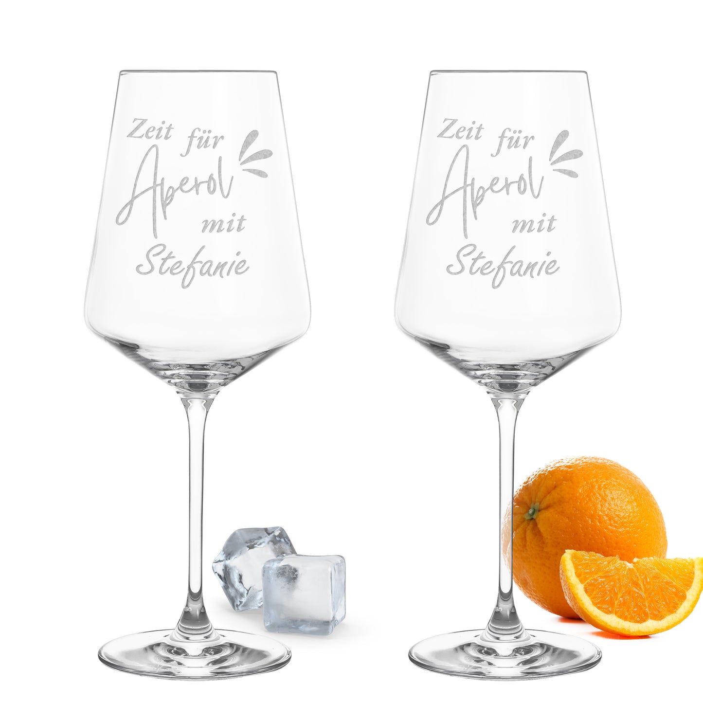Weinglas mit Gravur Leonardo Puccini "ZEIT FÜR APEROL MIT..." 2 Gläser mit Wunschname
