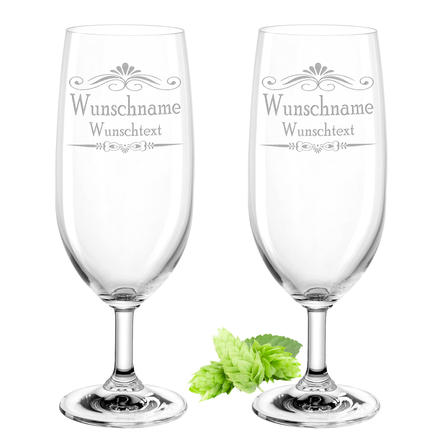 Bierglas mit Gravur Leonardo Daily Pilsglas gestalte dein Glas "Ranke" 2 Gläser mit Wunschname