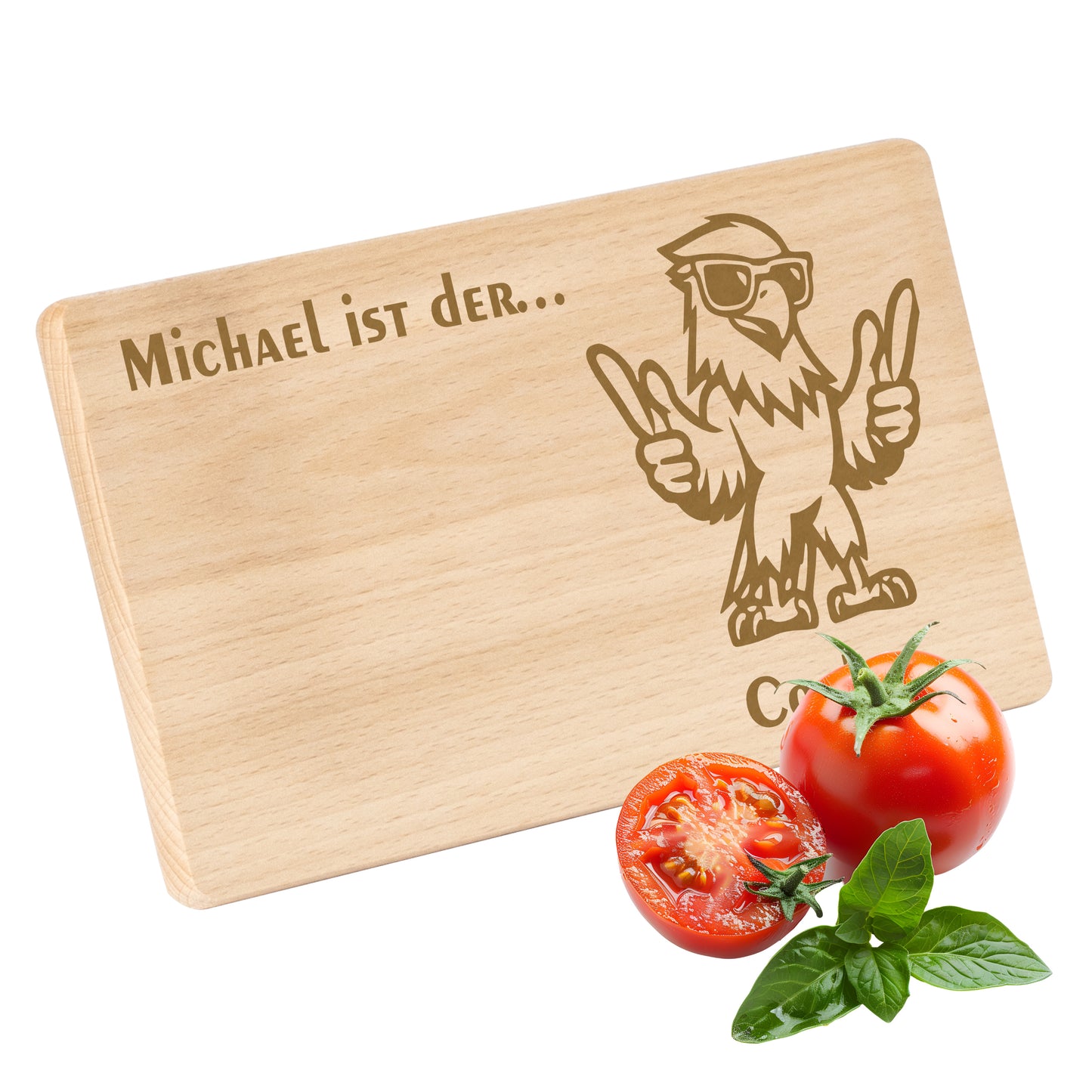 Frühstücksbrettchen mit Gravur Adler "… ist der COOLSTE" mit Wunschname