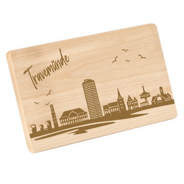 Frühstücksbrettchen mit Gravur "Skyline TRAVEMÜNDE" 220x120mm