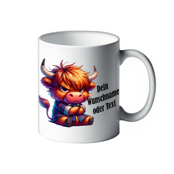 Lustige Tasse mit verrückten Tieren und deinem Wunschnamen Hochlandrind Henry Kaffeebecher