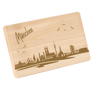 Frühstücksbrettchen mit Gravur "Skyline MÜNCHEN" 220x120mm
