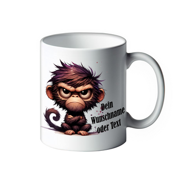 Lustige Tasse mit verrückten Tieren und deinem Wunschnamen Affe Chita Kaffeebecher