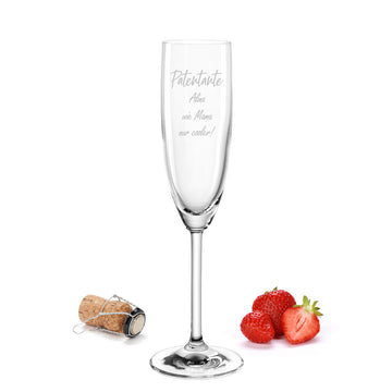 Sektglas mit Gravur Leonardo Daily "PATENTANTE WIE MAMA NUR COOLER" mit Wunschname