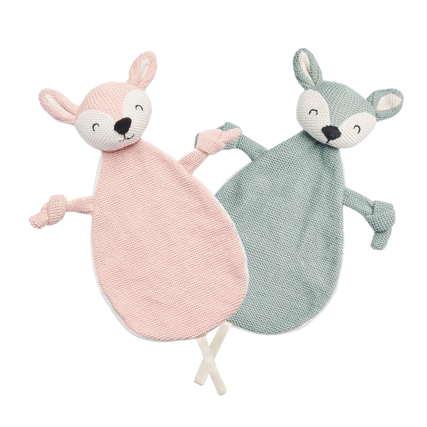Jollein Schmusetuch Hirsch Rosa mit Schnullerschlaufe – Kuscheltuch für Babys