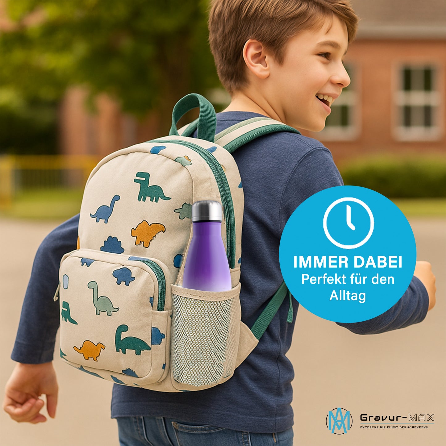 Thermoflasche 500ml in Weiß/Violett bedruckt mit tollen Motiven für Kinder "Superheldin" personalisierbar mit Wunschname