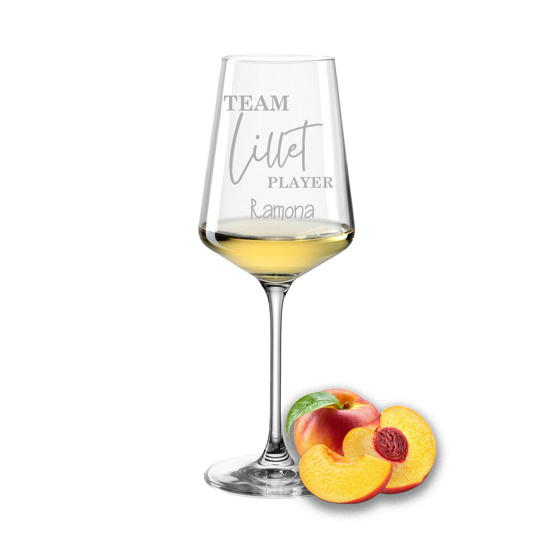 Weinglas mit Gravur Leonardo Puccini "TEAM LILLET PLAYER" mit Wunschname