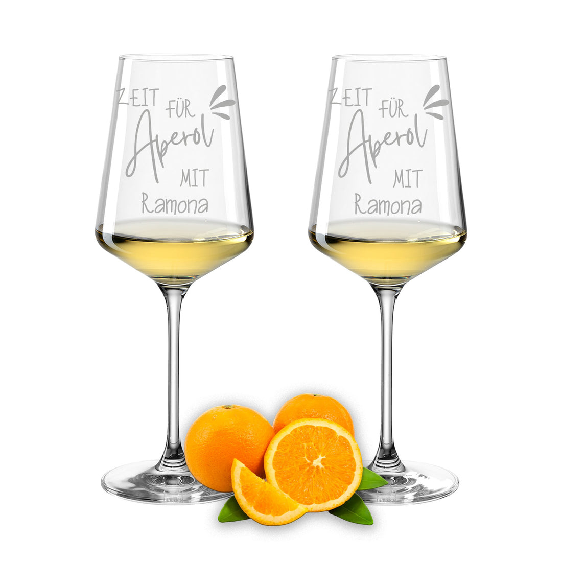 Weinglas mit Gravur Leonardo Puccini "ZEIT FÜR APEROL MIT..." 2 Gläser mit Wunschname