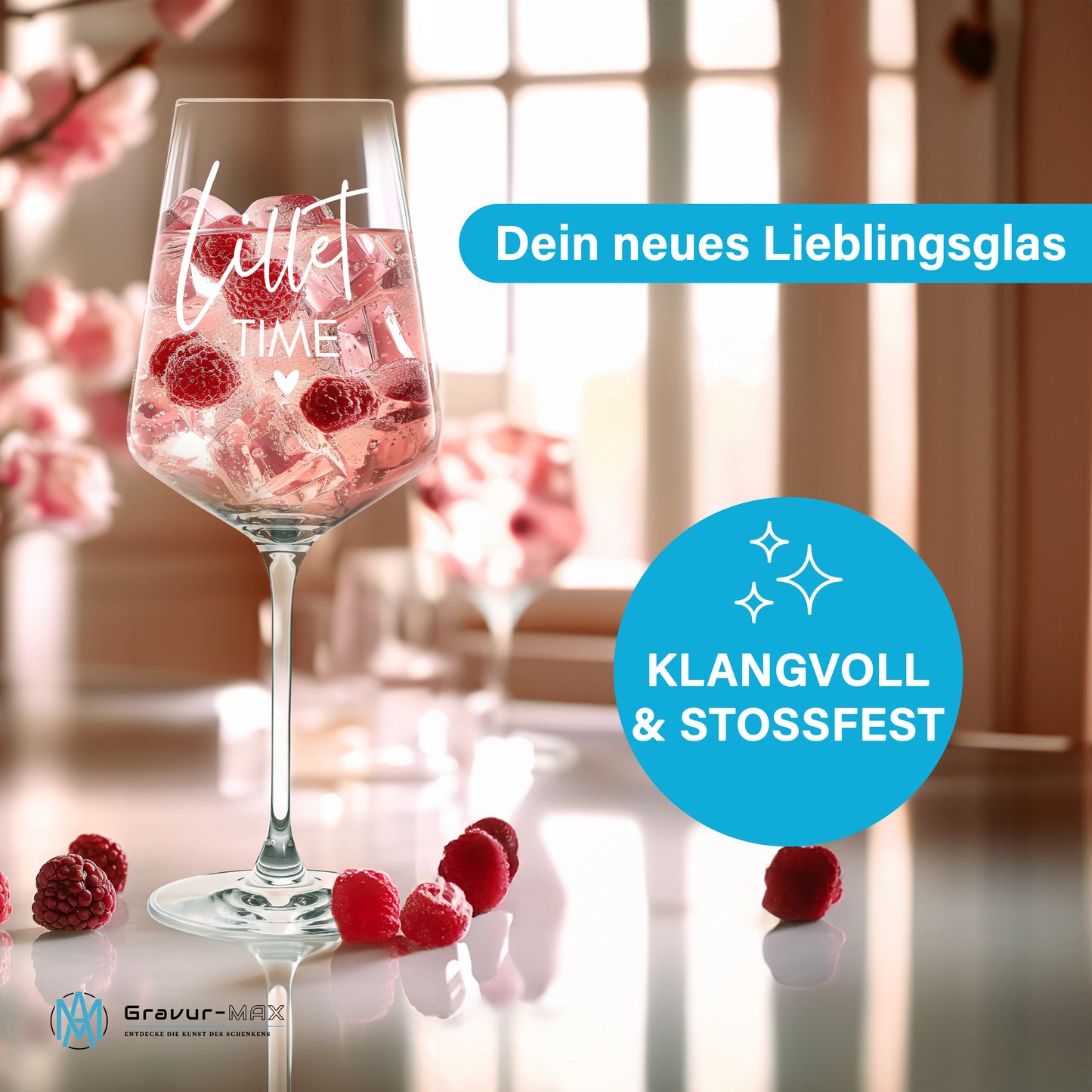 Weinglas mit Gravur Leonardo Puccini "LILLET TIME" 2 Gläser