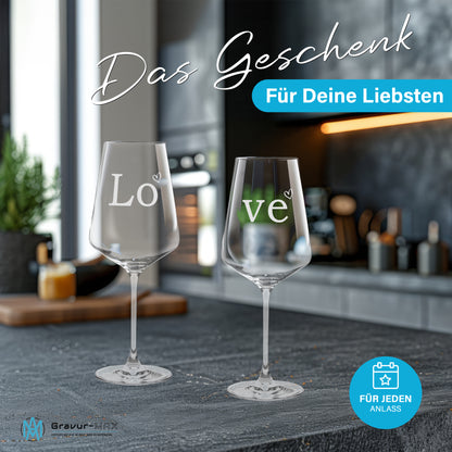 Weinglas mit Gravur Leonardo Puccini "LOVE" 2 Gläser