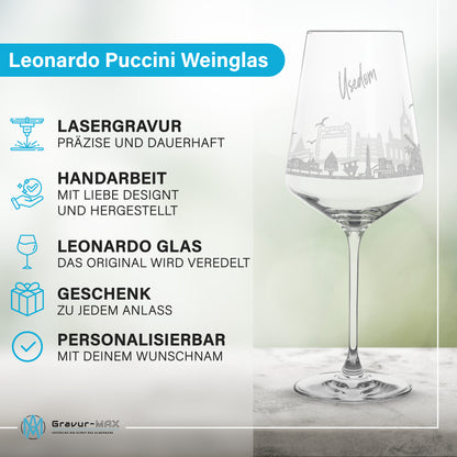 Weinglas mit Gravur Leonardo Puccini "SKYLINE USEDOM" optional mit Wunschname