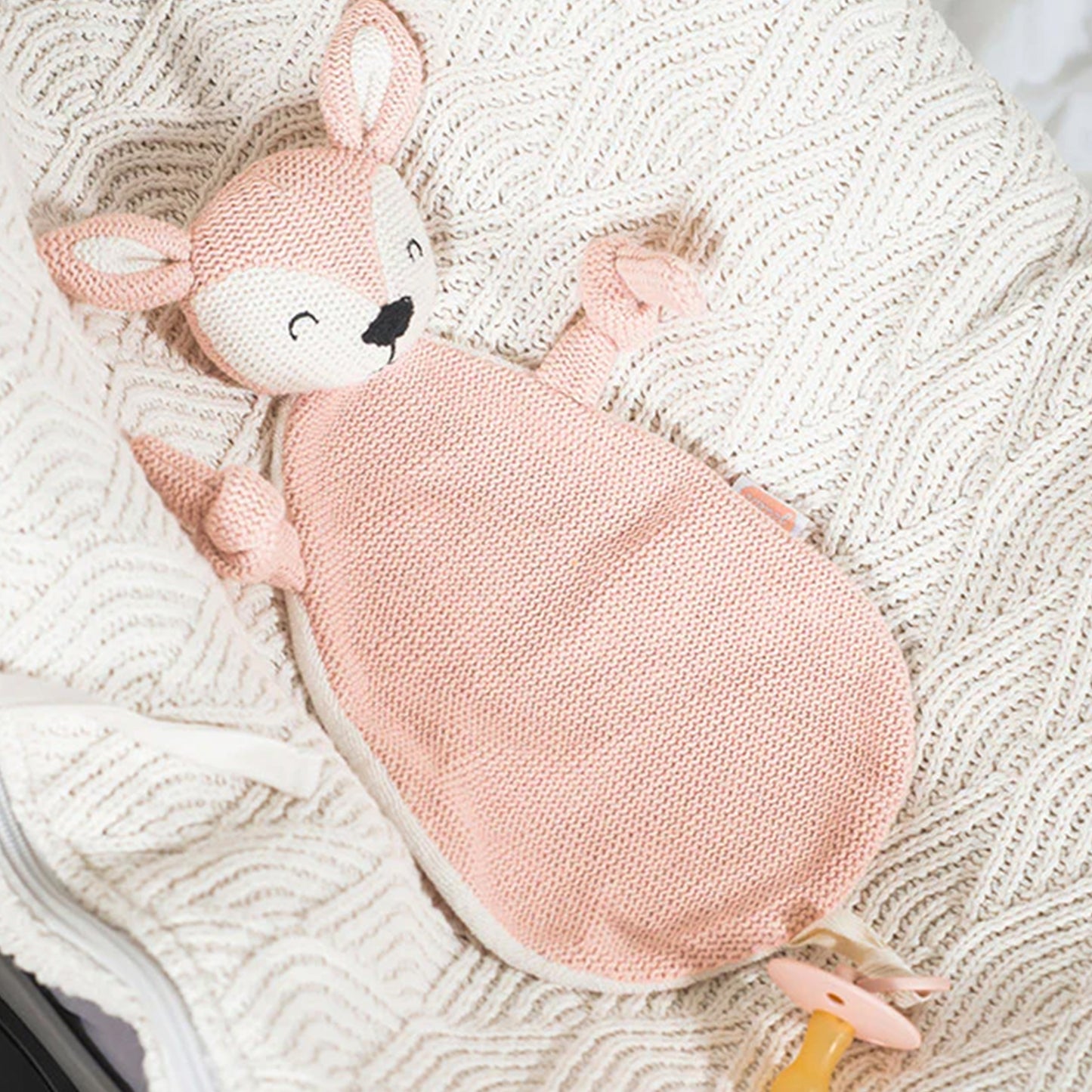 Jollein Schmusetuch Hirsch Rosa mit Schnullerschlaufe – Kuscheltuch für Babys