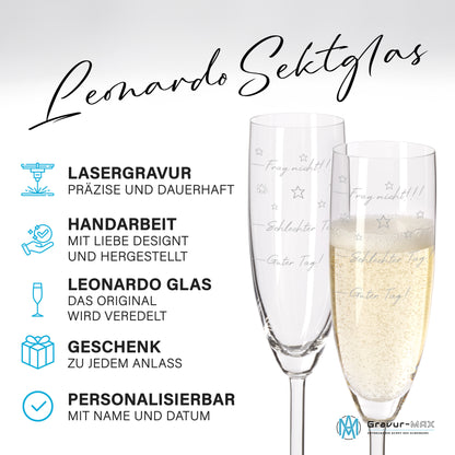 Sektglas mit Gravur Leonardo Daily "GUTER TAG SCHLECHTER TAG!!"